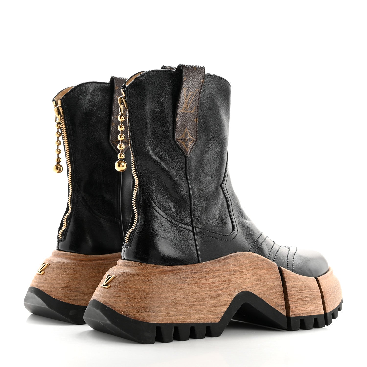 Louis Vuitton Patent Calfskin LV Zoom Platform Ankle Boots 38 Black 4 of 12