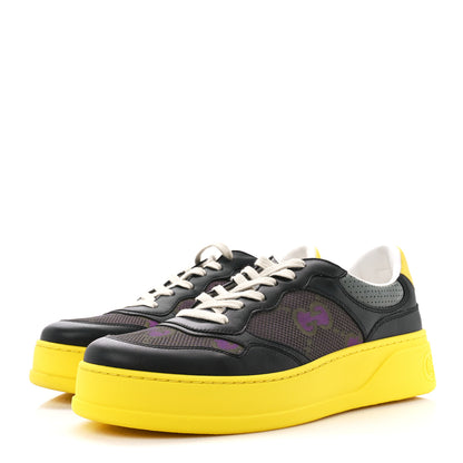 Gucci Calfskin Mesh GG Monogram Mens Chunky Sneakers 10 Black Purple 3 of 9