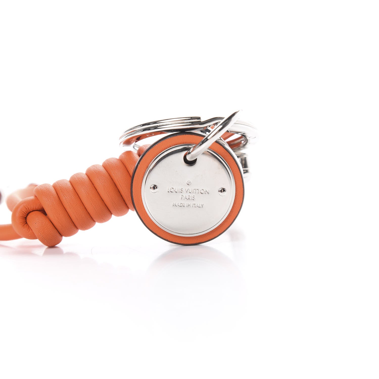 Louis Vuitton Calfskin Rope Key Holder Silver Orange 3 of 5