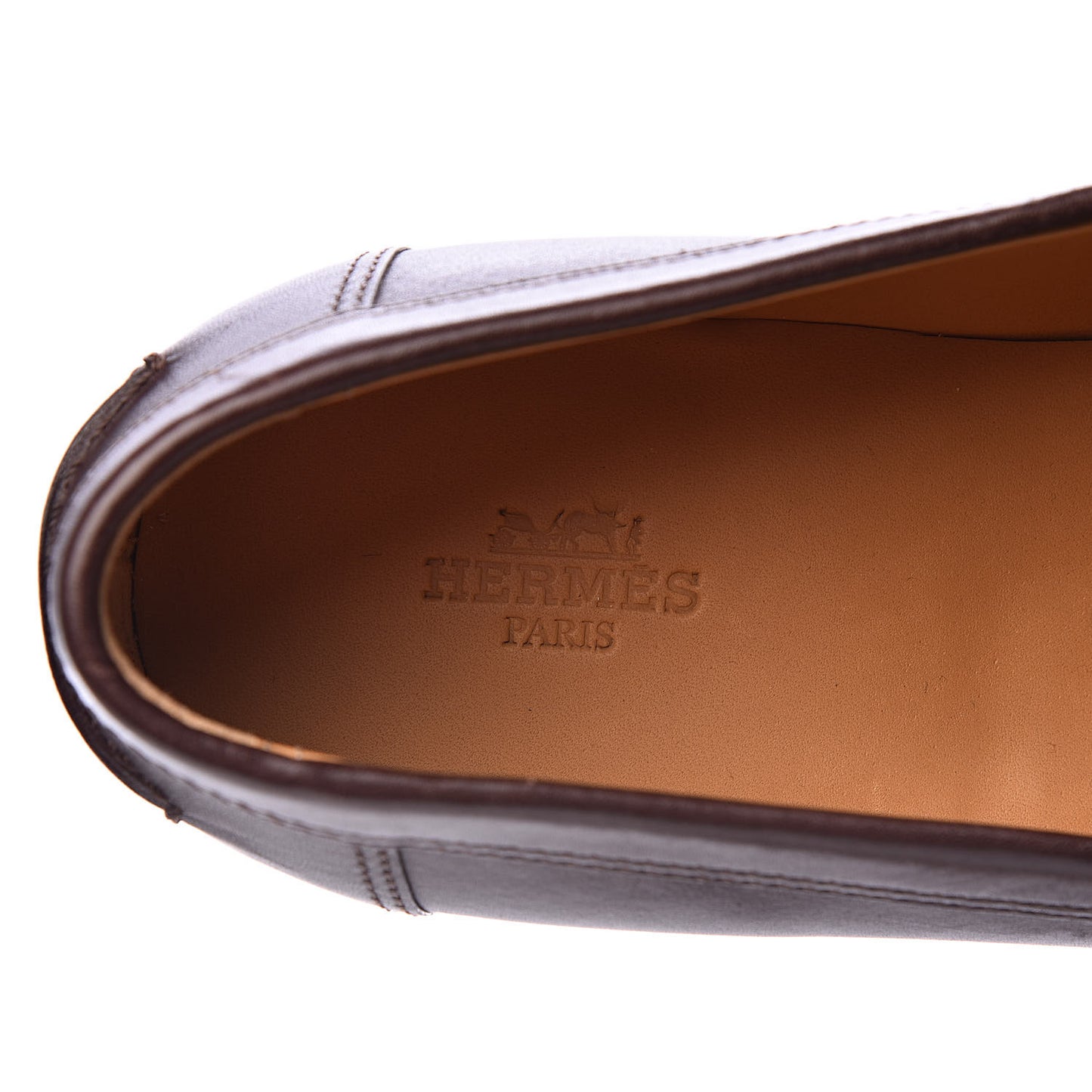 Calfskin Epsom Womens Kennedy Loafers 38.5 Tabac Bleu Atoll