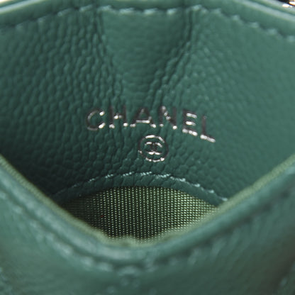 Chanel Caviar Quilted Card Holder On Chain Green 5 of 7