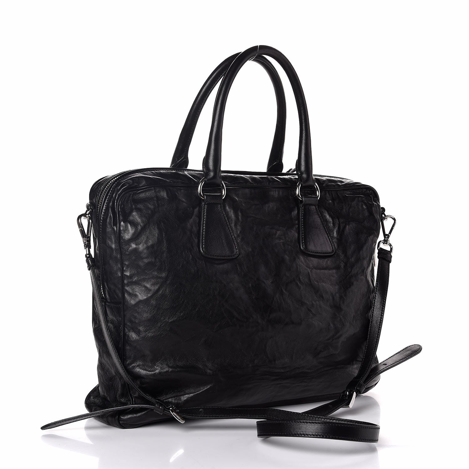 Prada Nappa Antique Breifcase Black 4 of 9