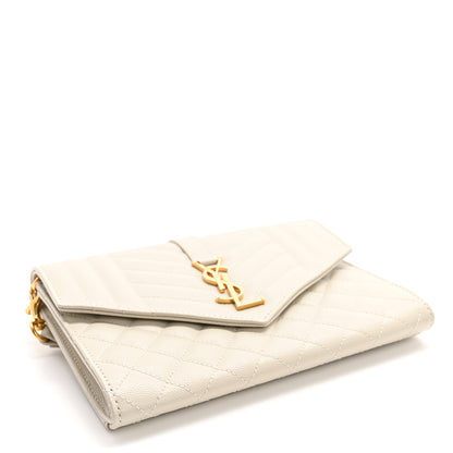 Saint Laurent Grain De Poudre Textured Mixed Matelasse Triquilt Monogram Clutch Crema Soft 2 of 9