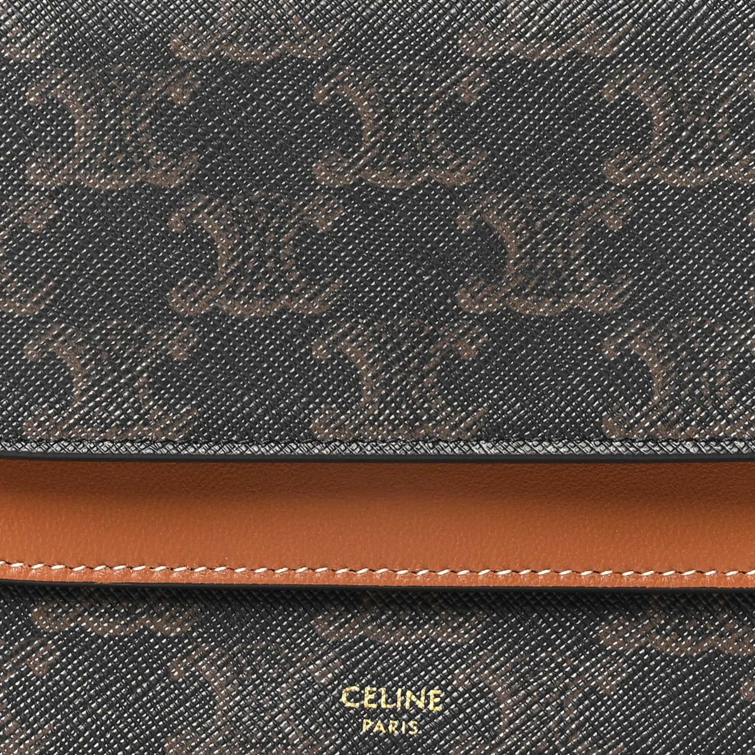 Celine Triomphe Canvas Lambskin Wallet On Strap Tan 8 of 11