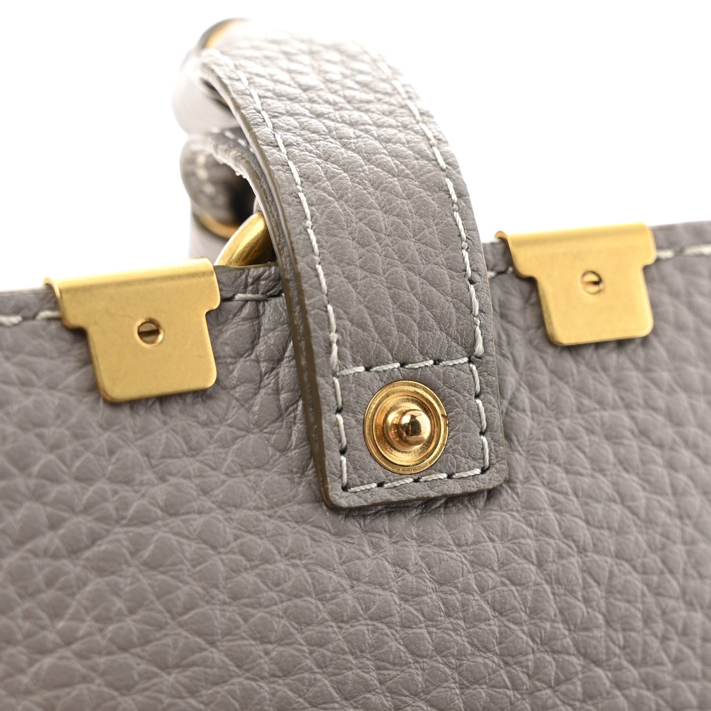 Grained Calfskin Marcie Square Wallet Cashmere Grey