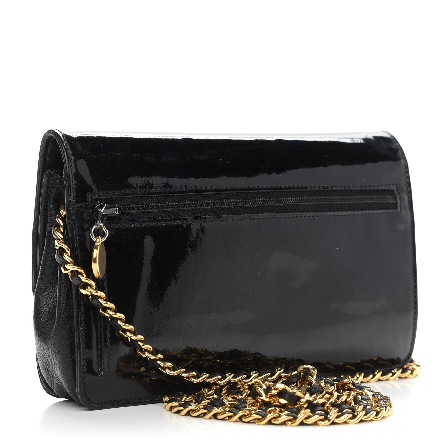 Chanel Patent Timeless CC Wallet On Chain WOC Black 3 of 11