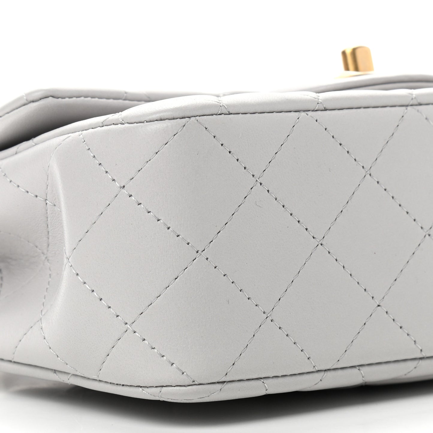 Lambskin Quilted Mini Top Handle Rectangular Flap Grey