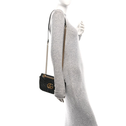 Gucci Calfskin Matelasse Mini GG Marmont Shoulder Bag Black 2 of 10