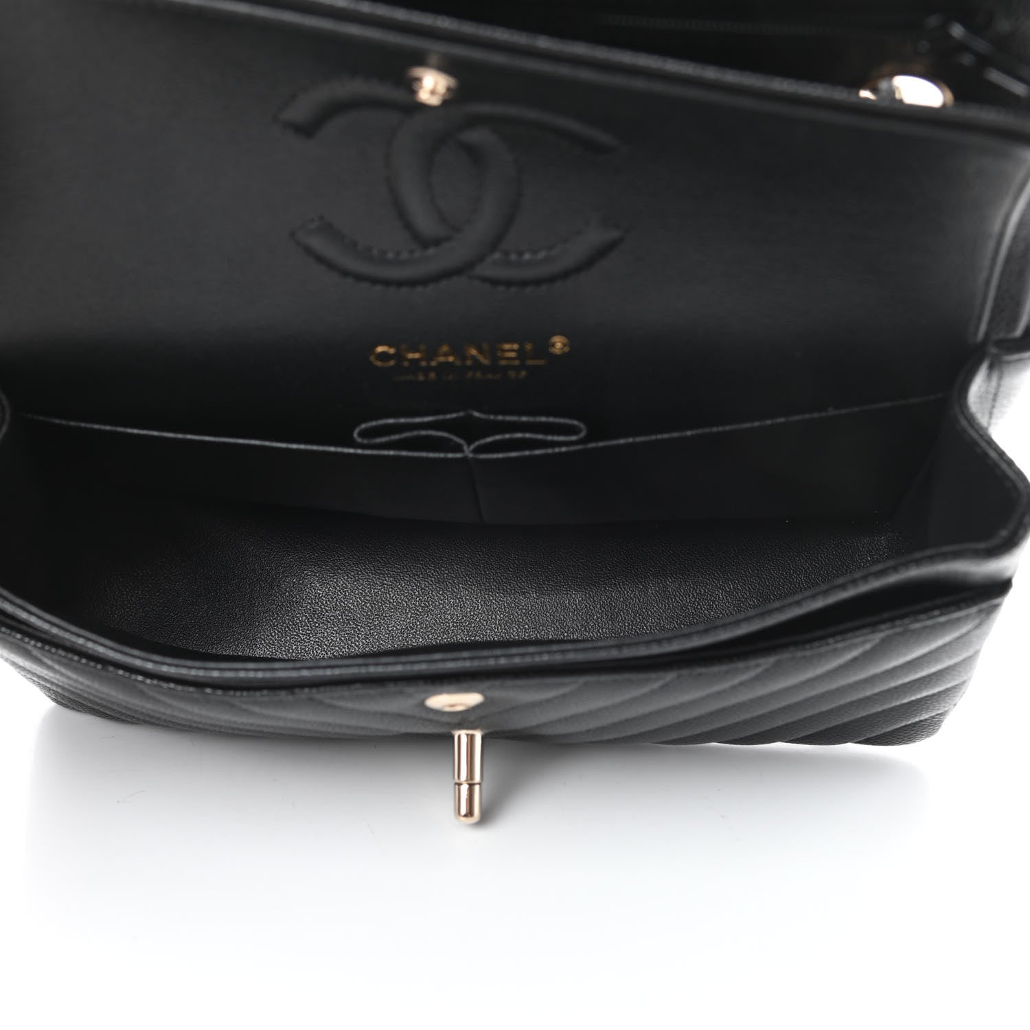 Chanel Caviar Chevron Quilted Small Double Flap Black 5 of 12