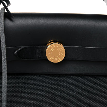 Hermes Military Toile Vache Hunter Herbag Zip PM 31 Black 9 of 17