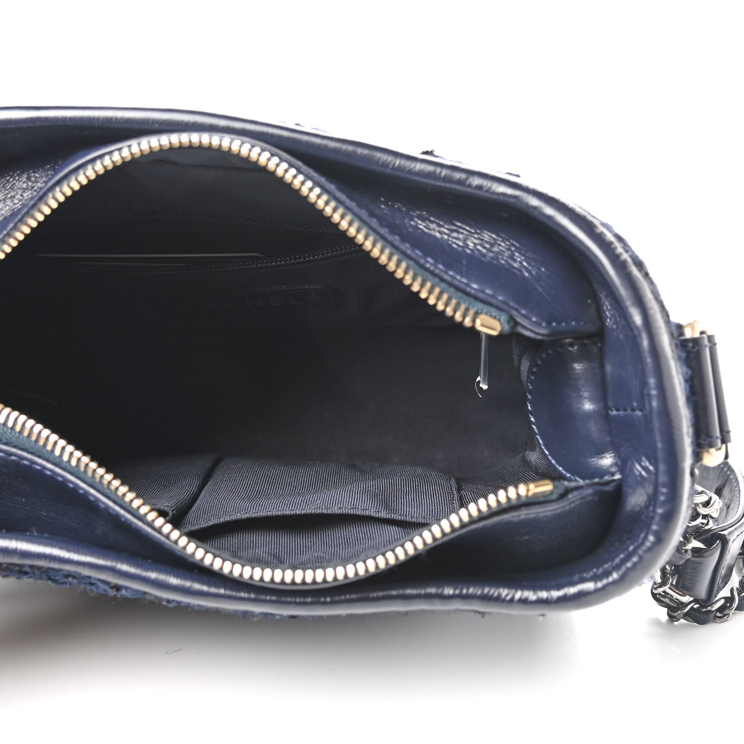 Chanel Tweed Calfskin Small Gabrielle Hobo Navy Blue 4 of 8