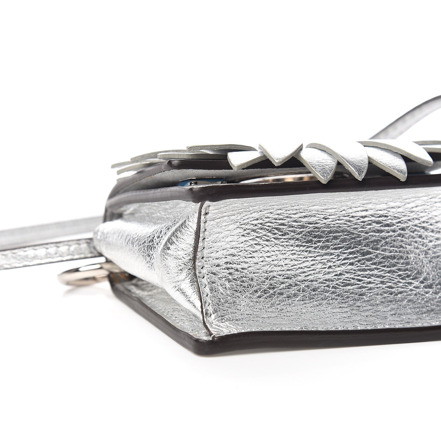 Fendi Vitello Catalan Mirror F is Fendi Flower Micro Kan I Shoulder Bag Silver 8 of 11