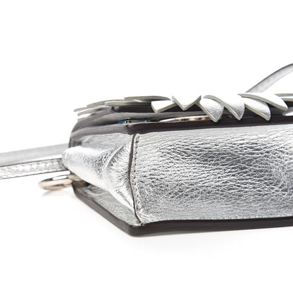 Fendi Vitello Catalan Mirror F is Fendi Flower Micro Kan I Shoulder Bag Silver 8 of 11