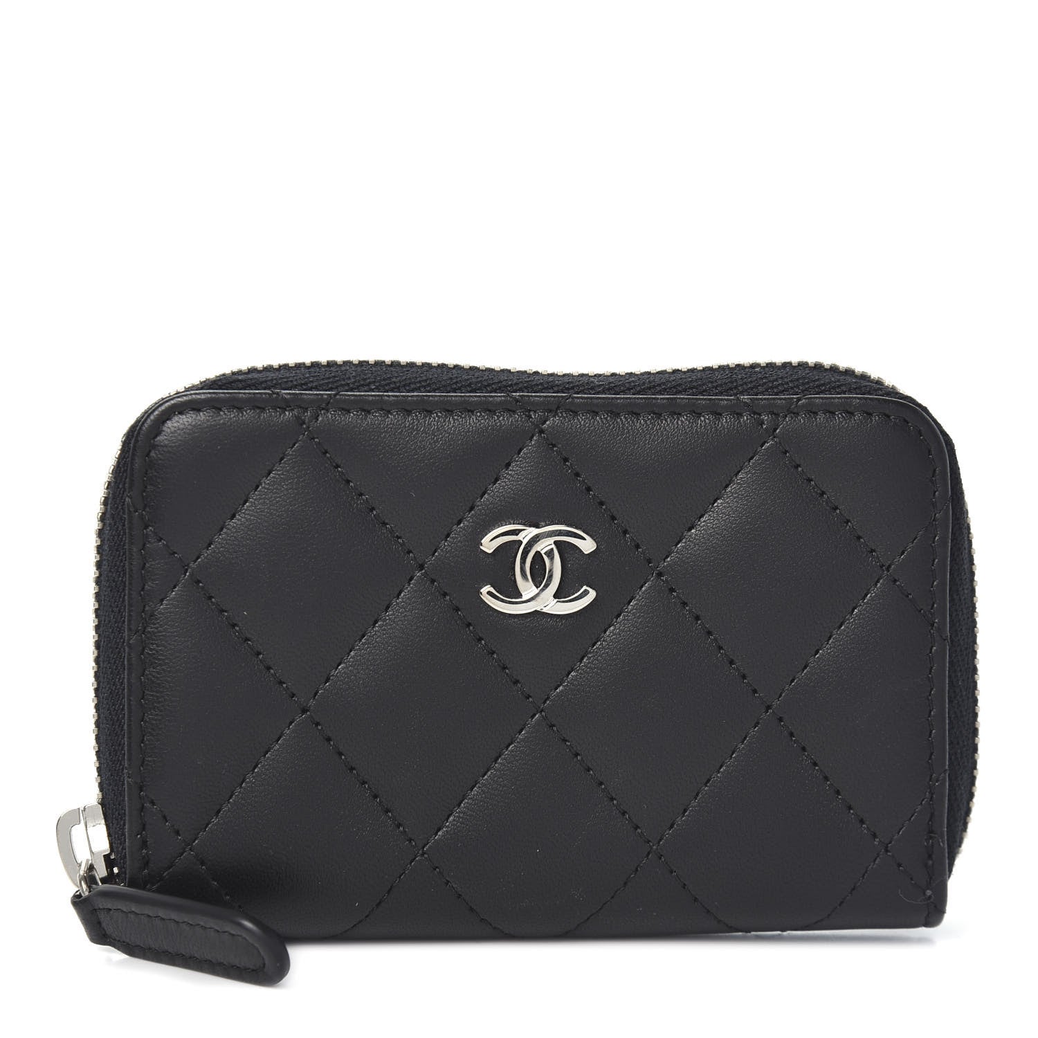 Chanel Lambskin Quilted Zip Coin Purse Black 1 of 7