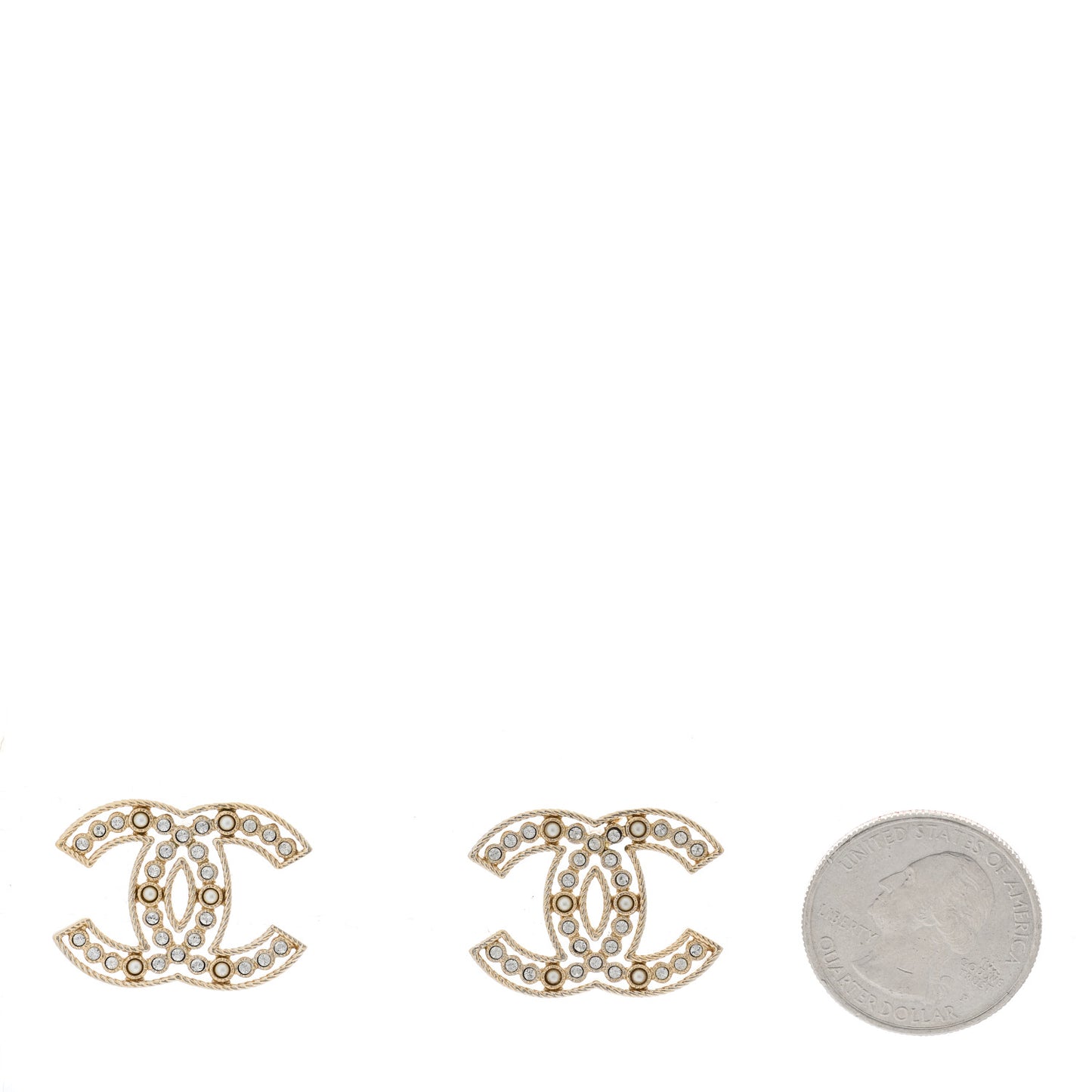 Pearl Crystal Sparkling Pearls CC Earrings Gold