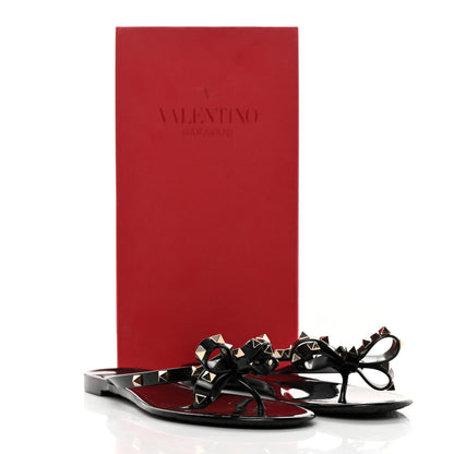 Valentino Garavani PVC Jelly Rockstud Bow Thong Sandals 41 Black 10 of 10