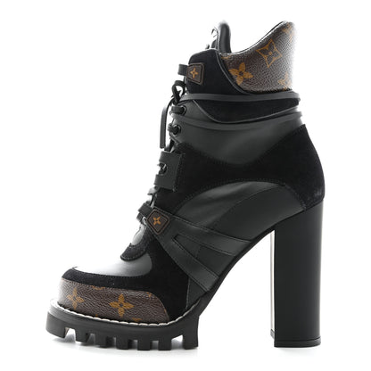 Louis Vuitton Suede Calfskin Monogram Star Trail Ankle Boots 38 Black 1 of 8