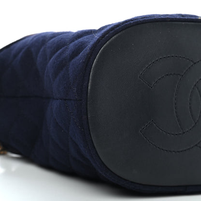 Chanel Felt Quilted Paris Hamburg Charms Drawstring Bucket Bag Dark Navy 8 of 9