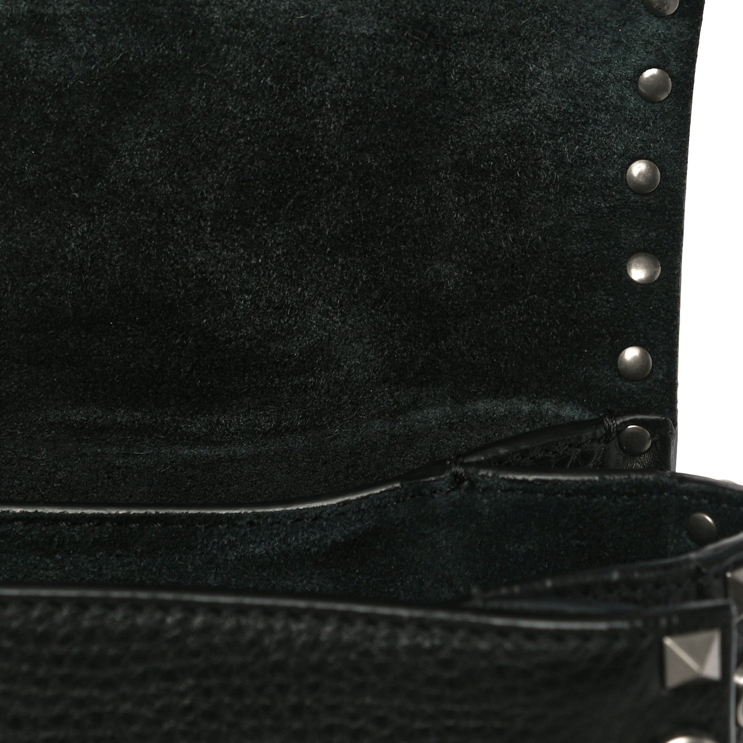 Valentino Garavani Pebbled Calfskin Turquoise Medium Rockstud Rolling Flap Saddle Bag Black 9 of 10