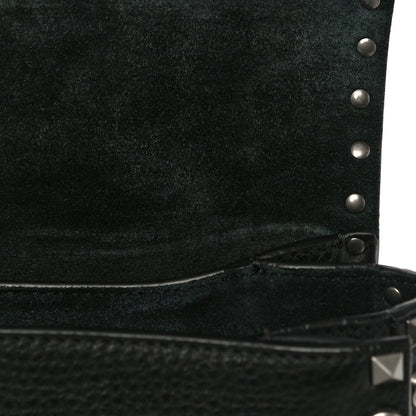 Valentino Garavani Pebbled Calfskin Turquoise Medium Rockstud Rolling Flap Saddle Bag Black 9 of 10