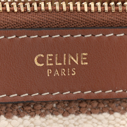 Celine Canvas Smooth Calfskin Logo Bucket 16 Bag Brown Off White Tan 7 of 14