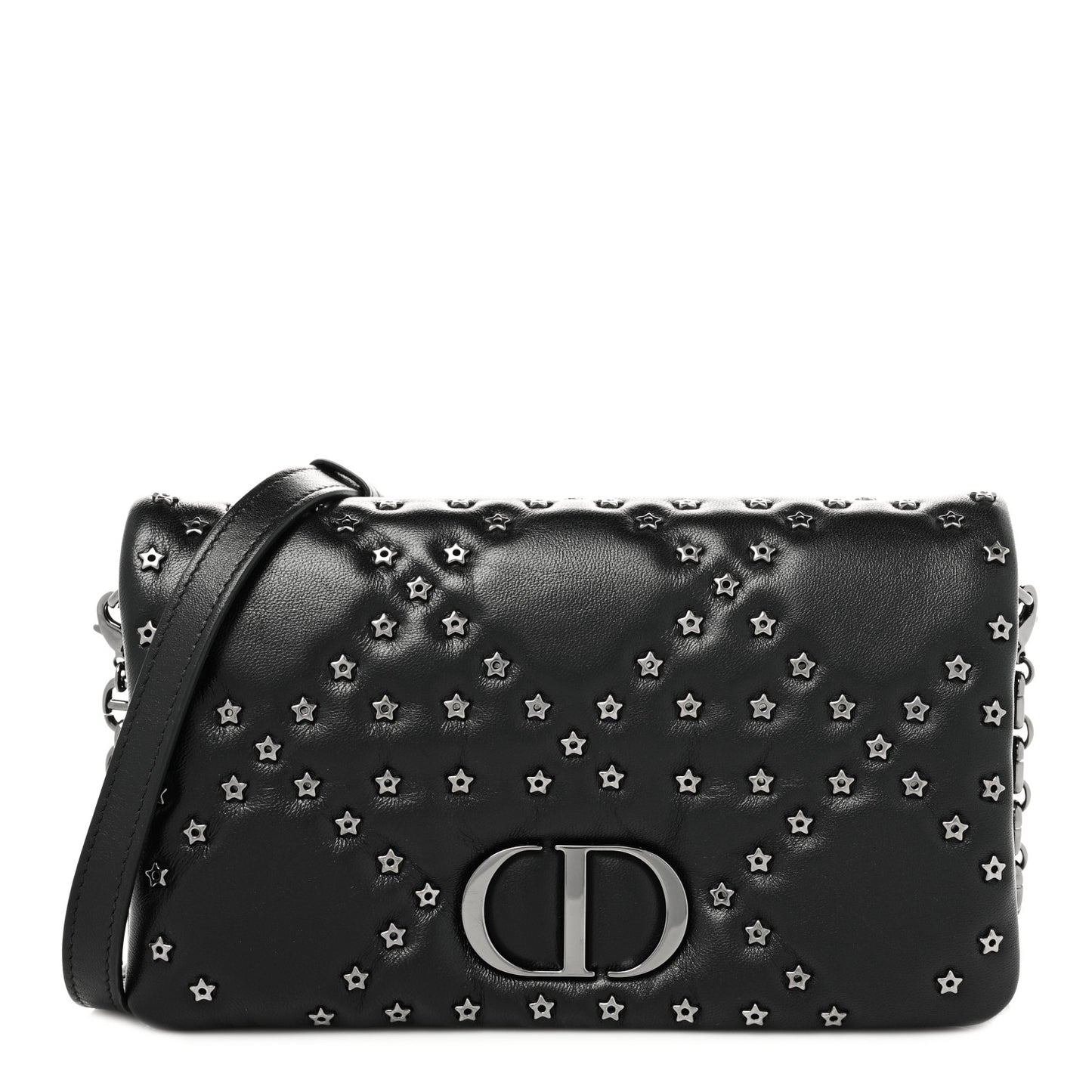Calfskin Star Motif Macrocannage Mini Caro Bag Black