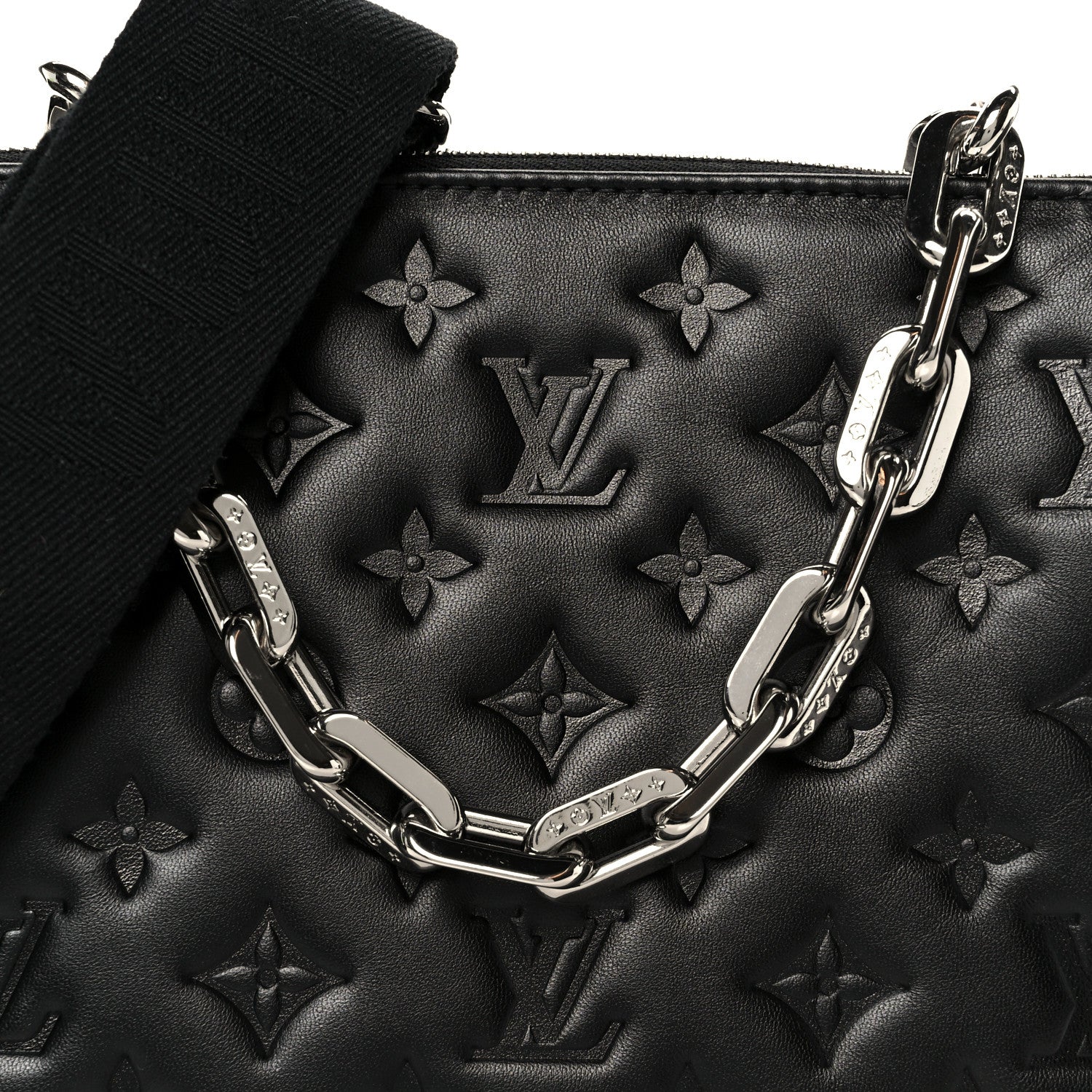 Louis Vuitton Lambskin Embossed Monogram Coussin PM Black 10 of 12