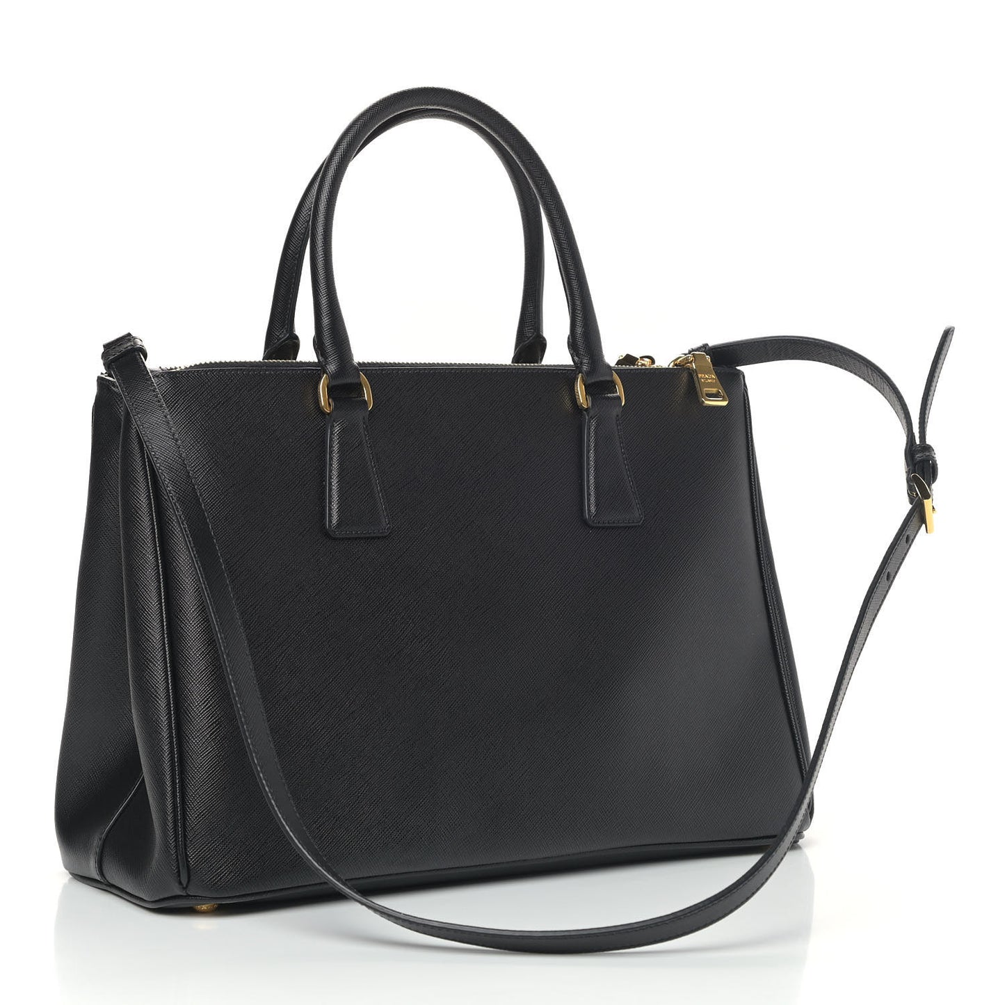 Saffiano Medium Galleria Double Zip Tote Black