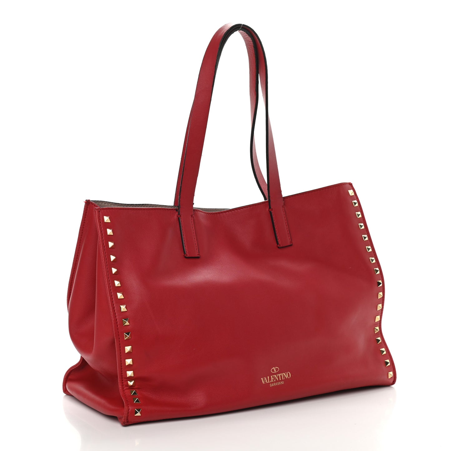 Nappa Medium Rockstud Soft Tote Red