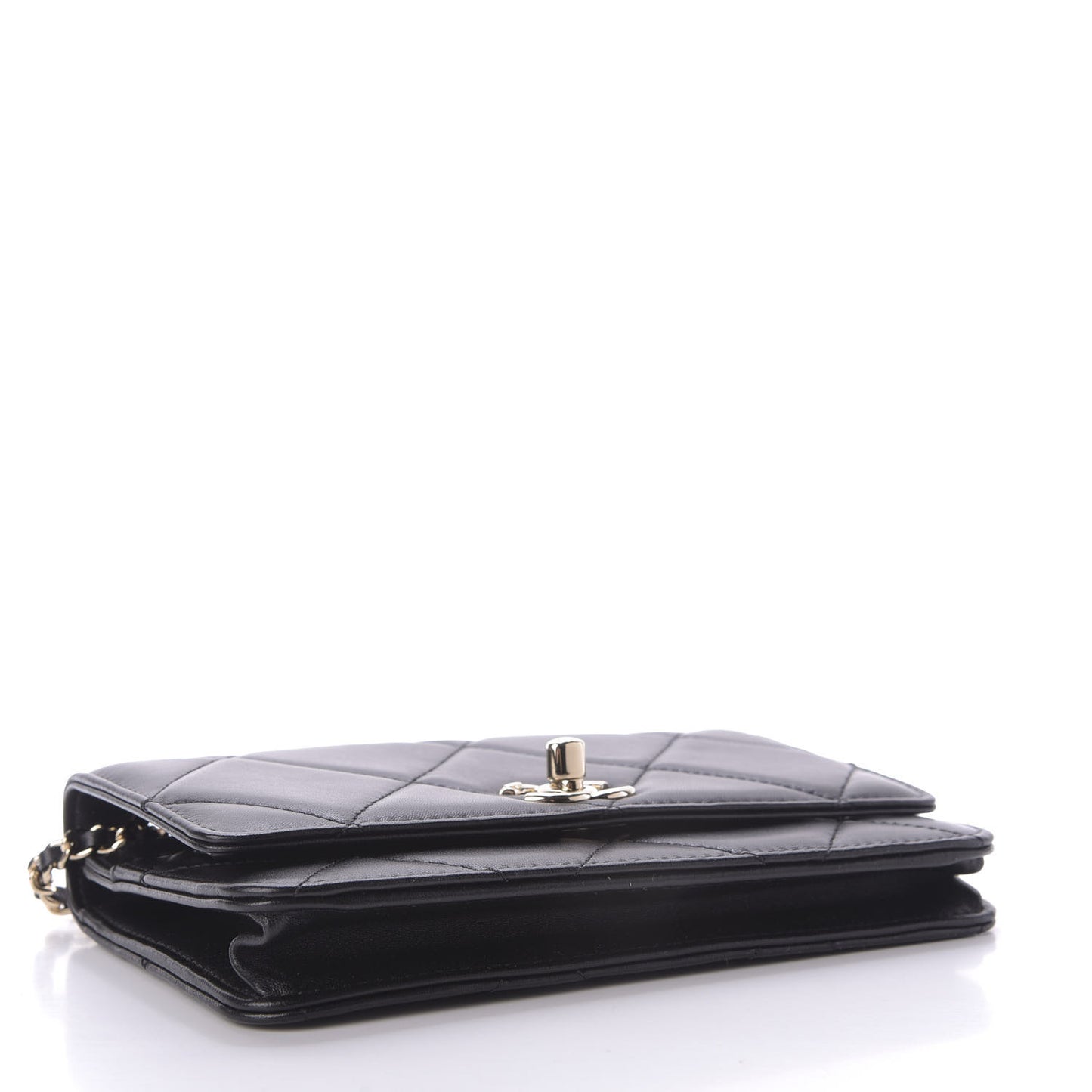 Lambskin Quilted Trendy CC Wallet On Chain WOC Black