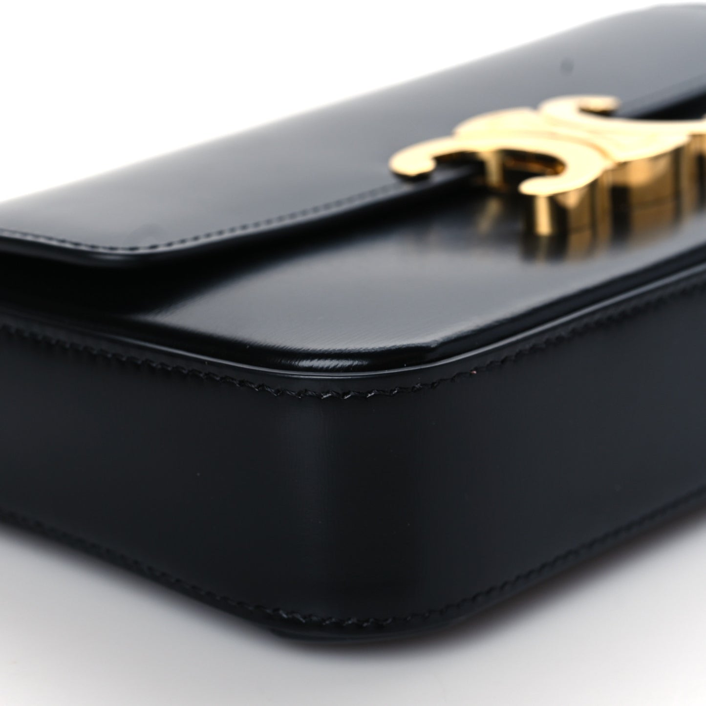 Shiny Calfskin Triomphe Chain Shoulder Bag Black