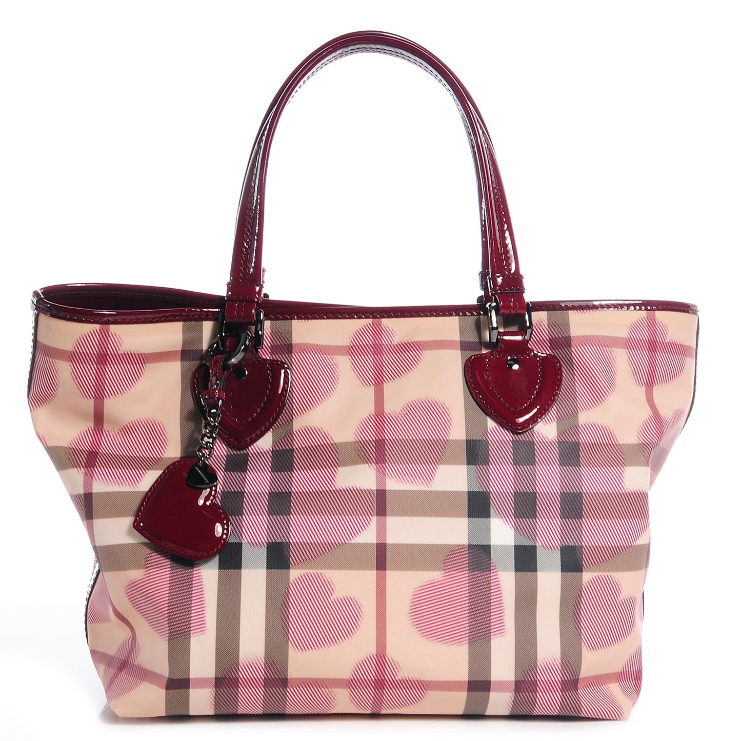 Nova Check Heart Gracie Diaper Tote Berry Red