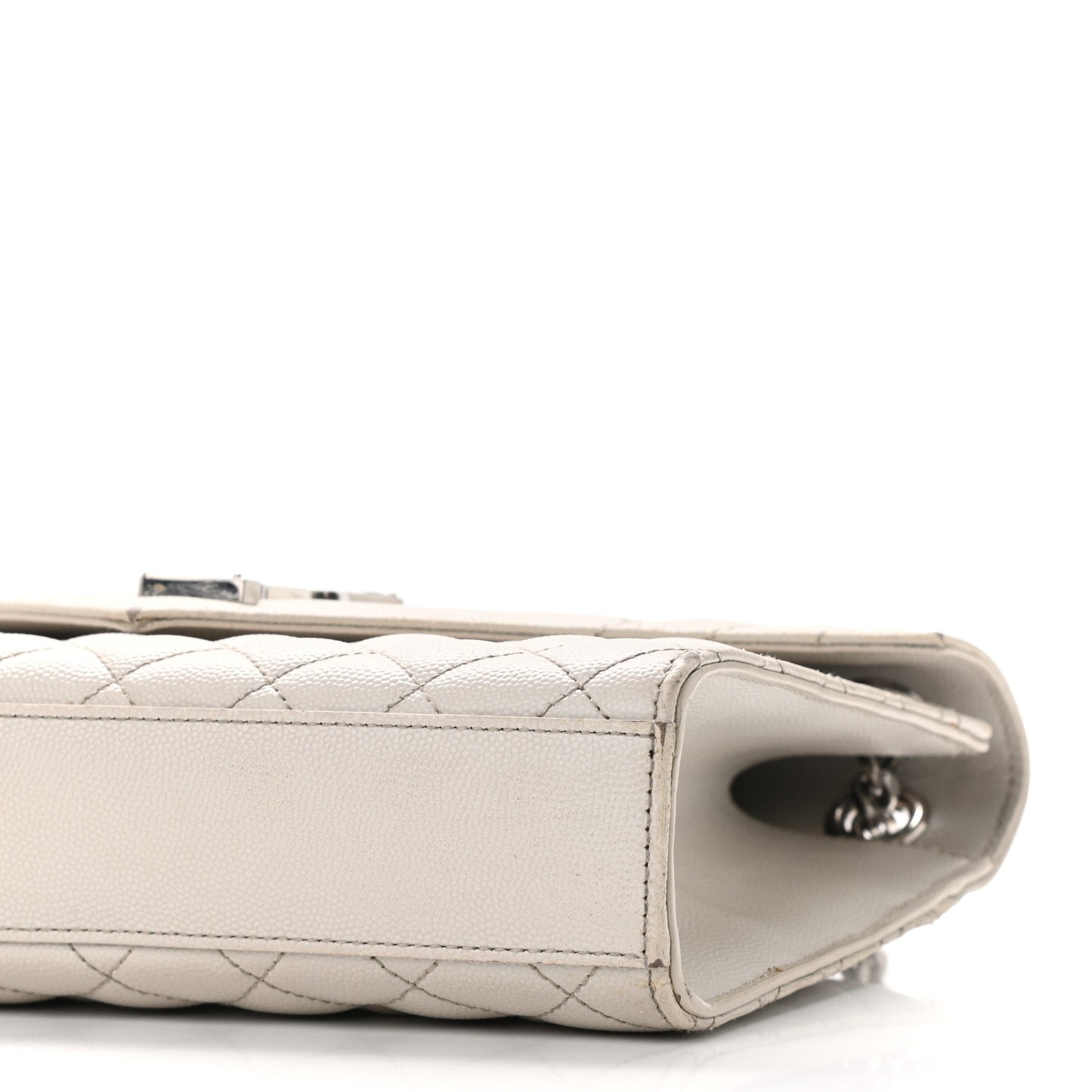 Grain De Poudre Textured Mixed Matelasse Medium Triquilt Monogram Satchel Granite
