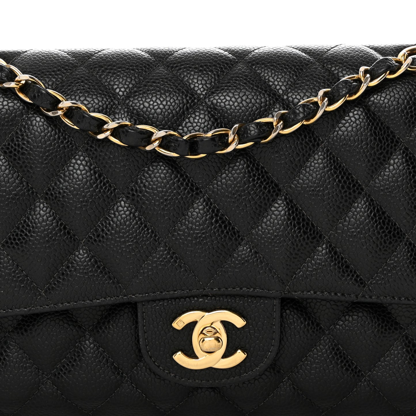 Caviar Quilted Medium Double Flap Black