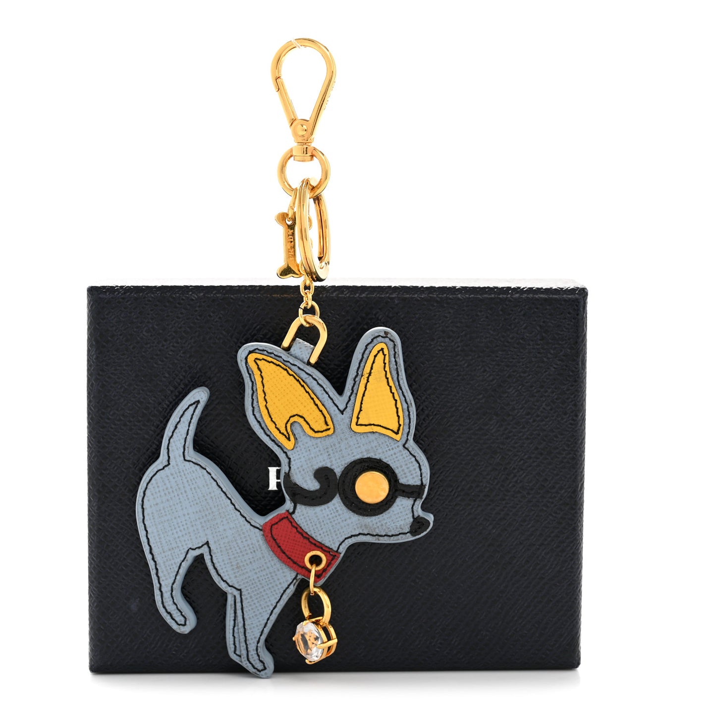 Metal Saffiano Dog Bag Charm Multicolor