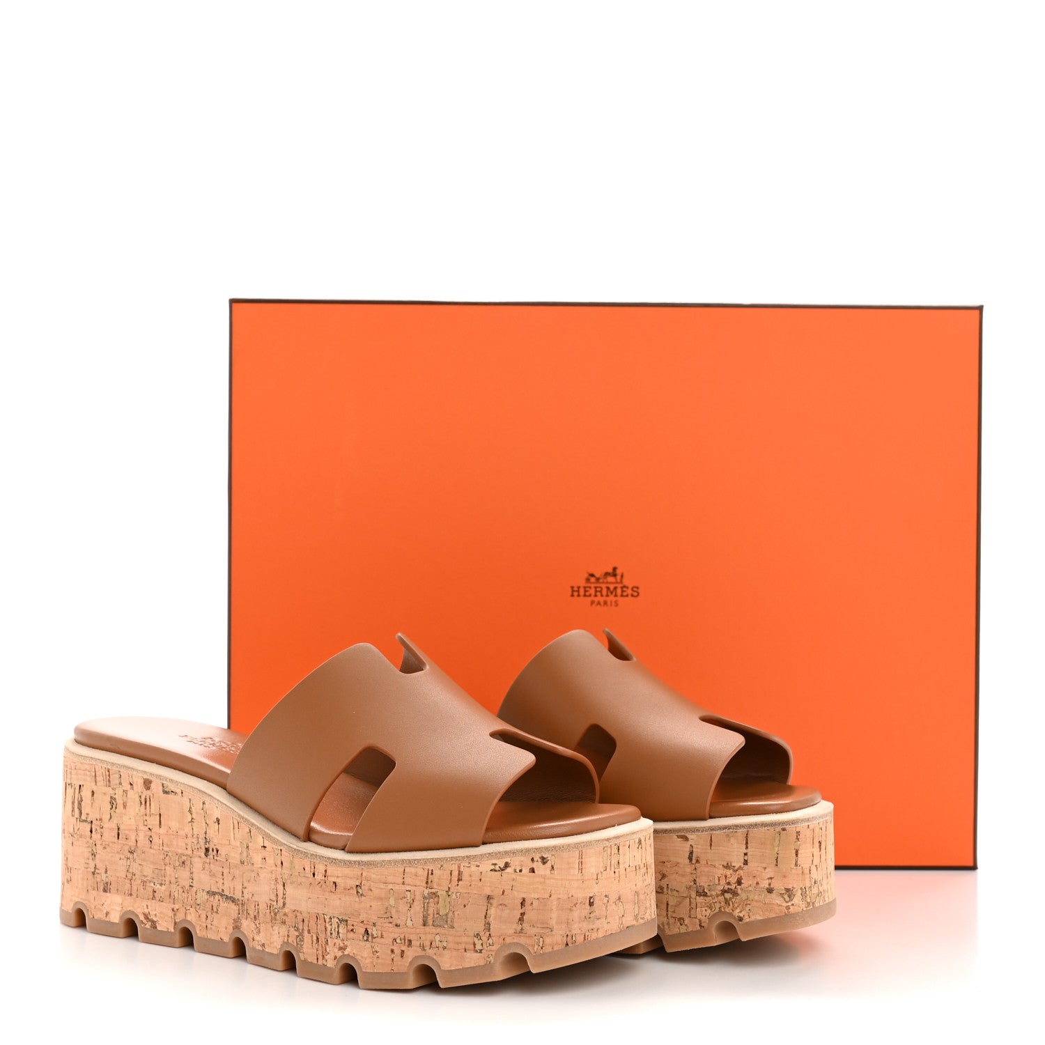 Hermes Calfskin Cork Eze 30 Sandals 35 Gold 10 of 10