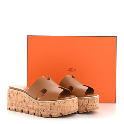 Hermes Calfskin Cork Eze 30 Sandals 35 Gold 10 of 10
