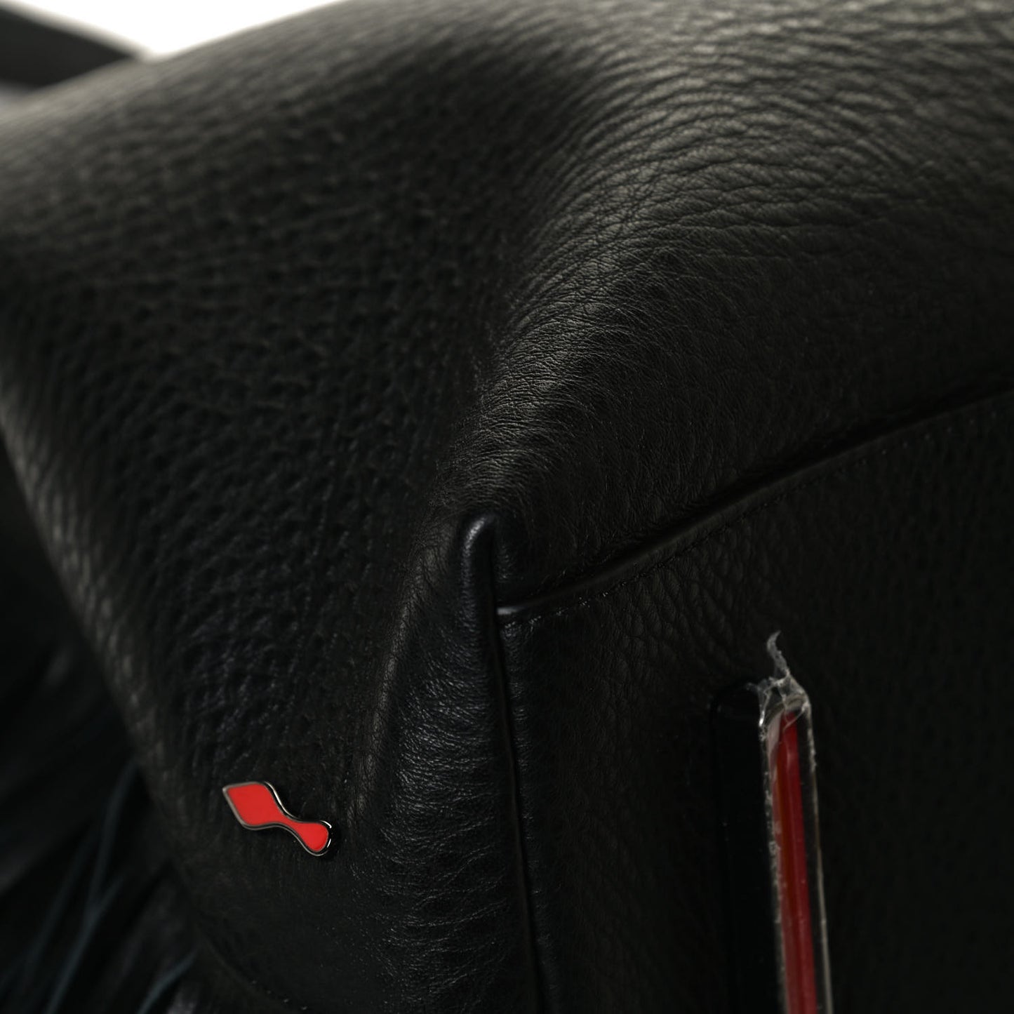 Grained Calfskin Passage Fringe Shopping Tote Black