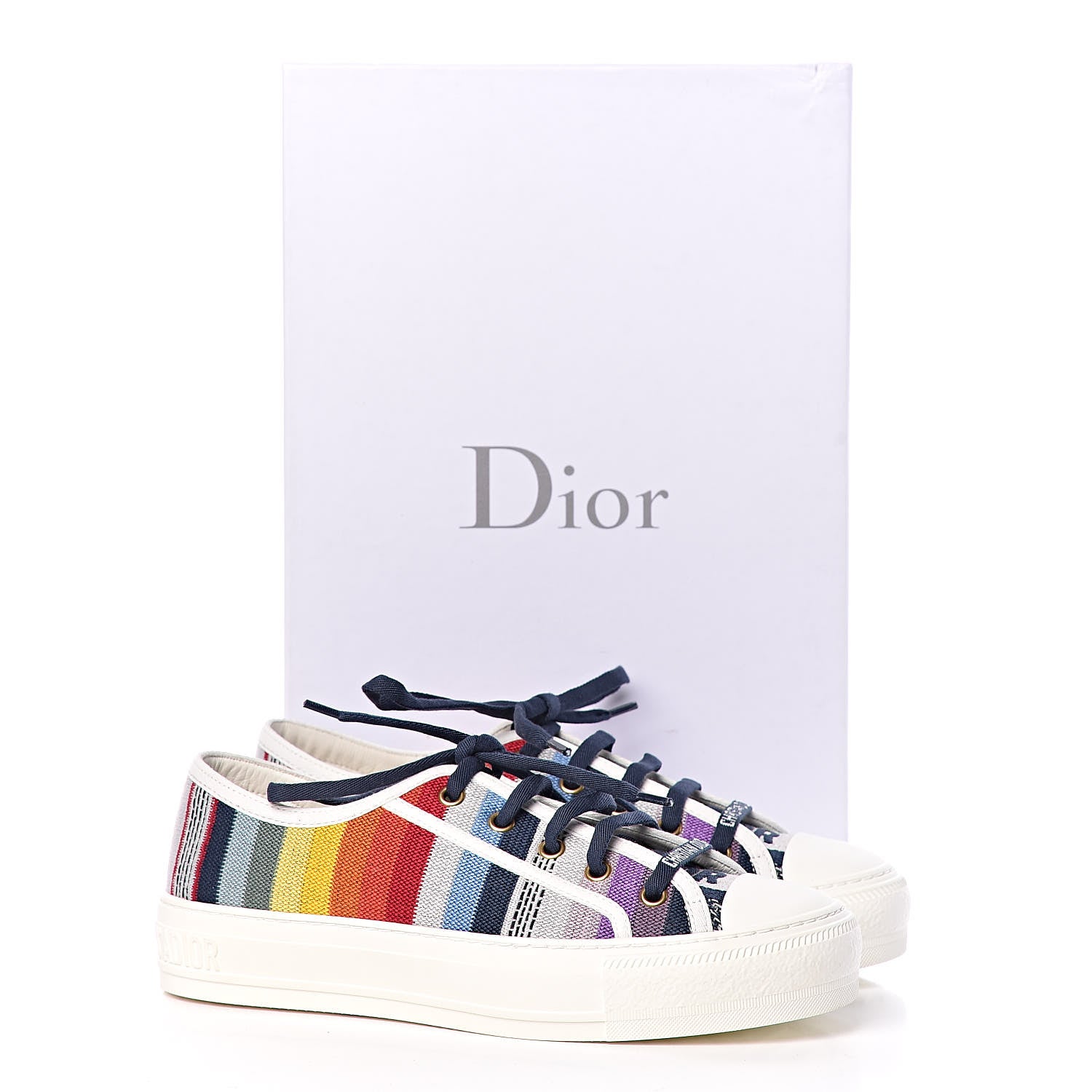 Christian Dior Canvas Rainbow Embroidered Womens Walk'N'Dior Low Top Sneakers 36.5 Multicolor 12 of 12