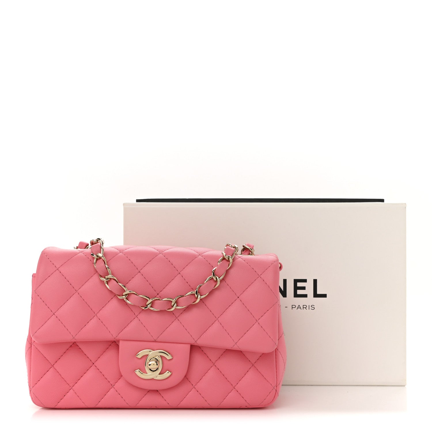 Chanel Lambskin Quilted Mini Rectangular Flap Pink 12 of 12