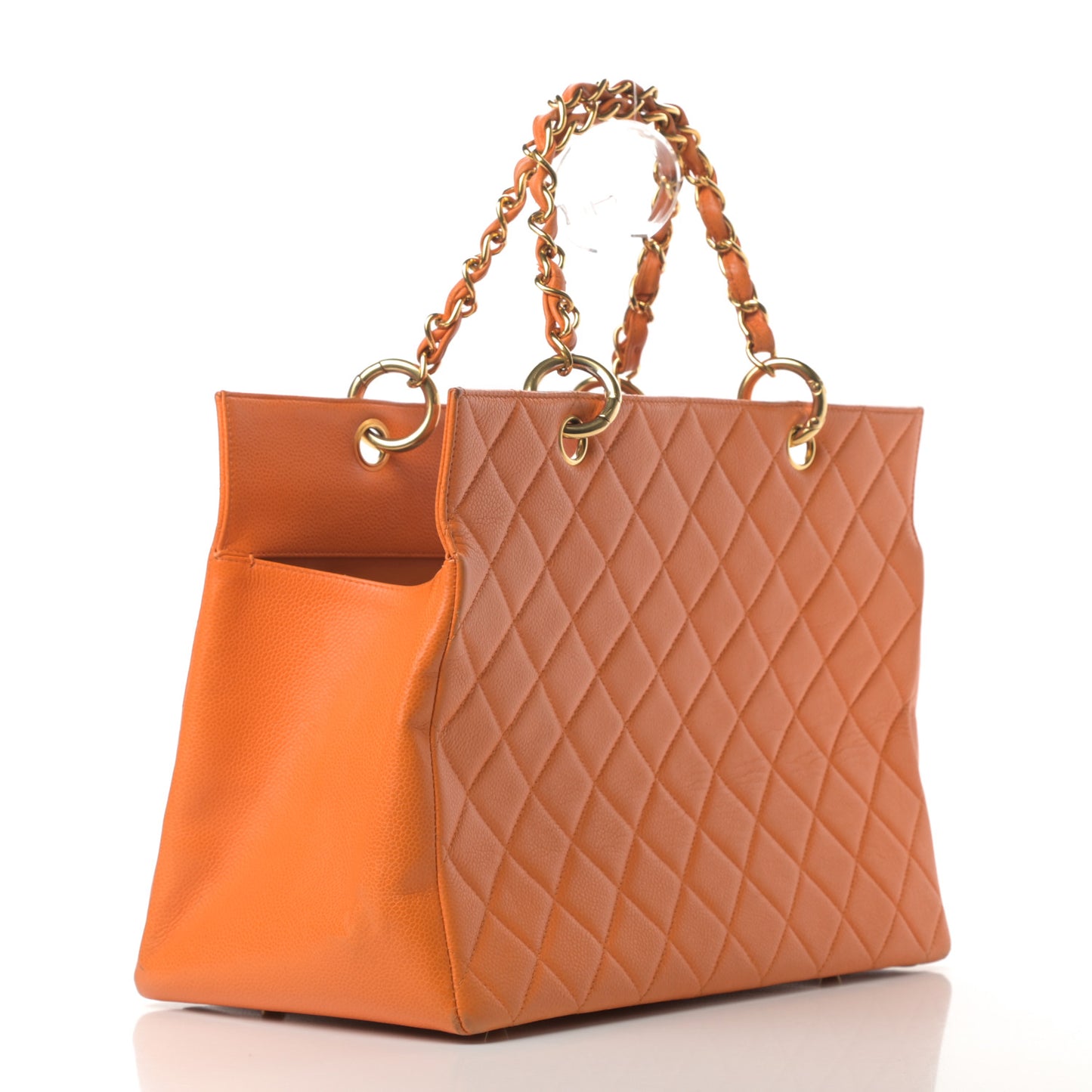 Caviar Quilted Grand Shopping Tote GST Orange