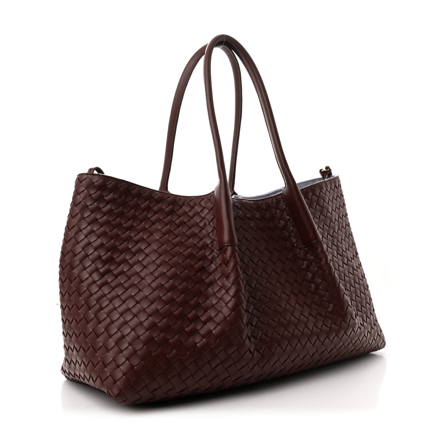 Calfskin Intrecciato Pinacoteca Reversible Tote Madder Brown Lunar