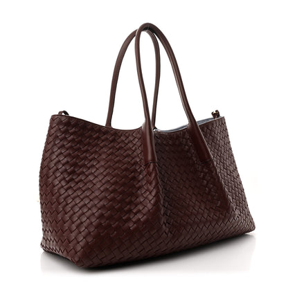 Bottega Veneta Calfskin Intrecciato Pinacoteca Reversible Tote Madder Brown Lunar 4 of 10