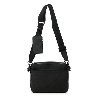 Louis Vuitton Calfskin Monogram Shadow Trio Messenger Black 1 of 11