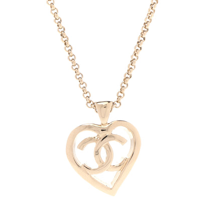 Chanel CC Heart Chain Pendant Necklace Gold 4 of 7