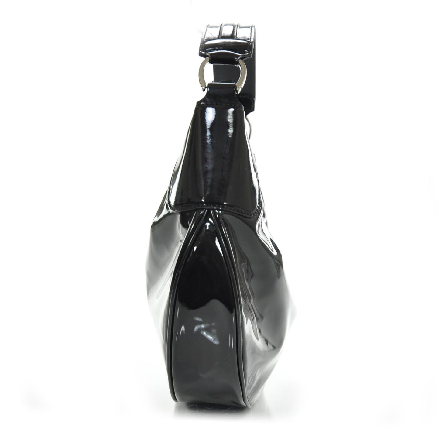 Patent Half Moon Hobo Black