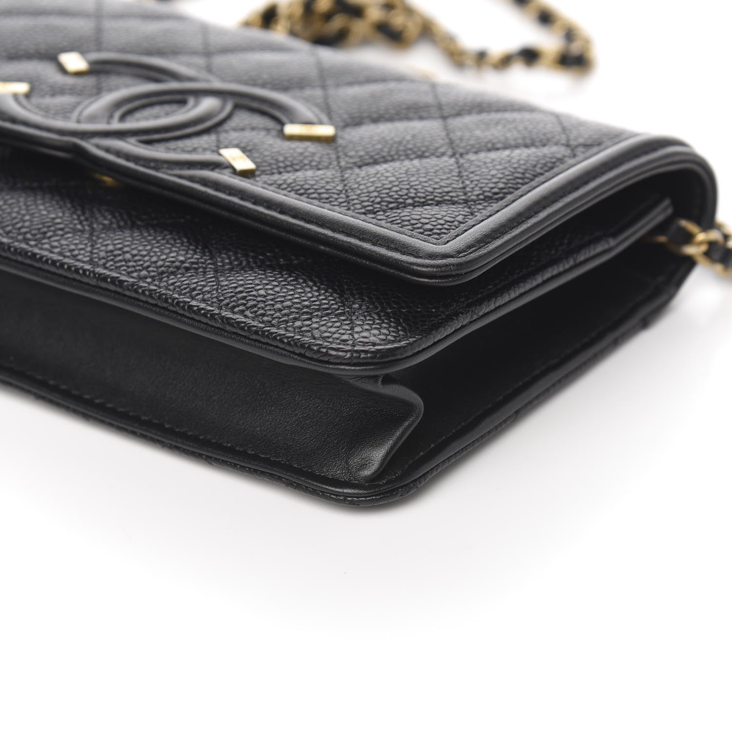 Chanel Caviar Quilted CC Filigree Wallet On Chain WOC Black 9 of 9