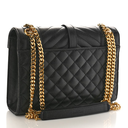 Saint Laurent Grain De Poudre Textured Mixed Matelasse Triquilt Medium Monogram Satchel Black 2 of 10