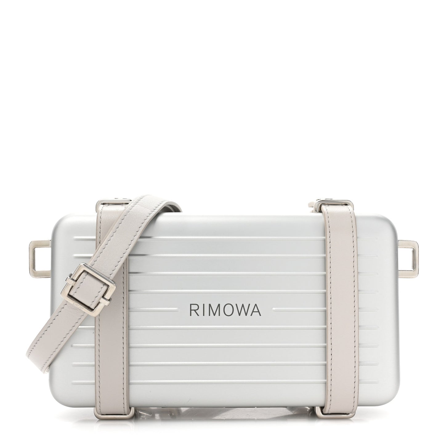 X RIMOWA Aluminum Personal Clutch On Strap Silver