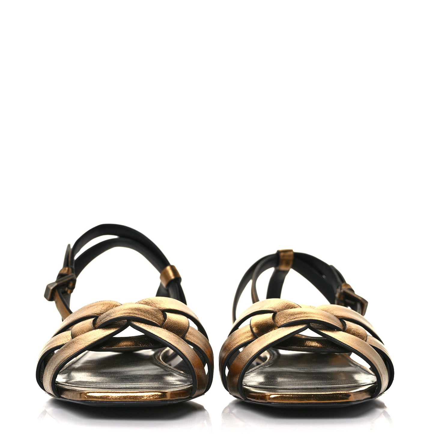 Calfskin Tribute 05 Ankle Strap Sandals 38 Dark Gold